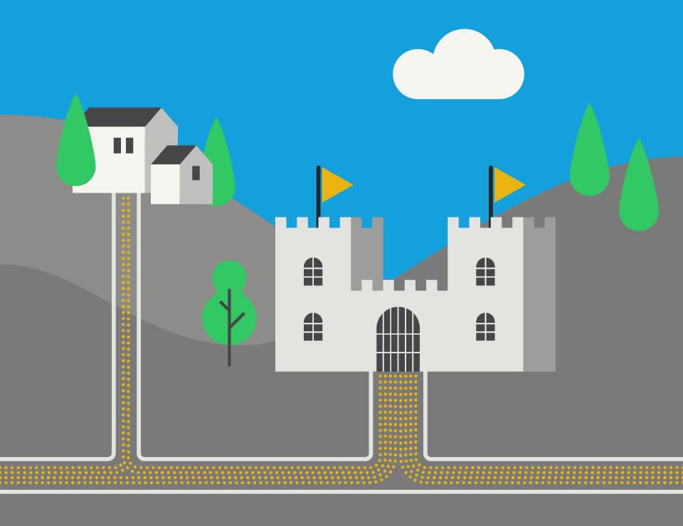 Illustration einer Burg zu Datensicherheit