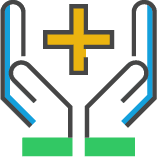 Das Icon zeigt zwei Hände, zwischen denen ein Kreuz zu sehen ist.