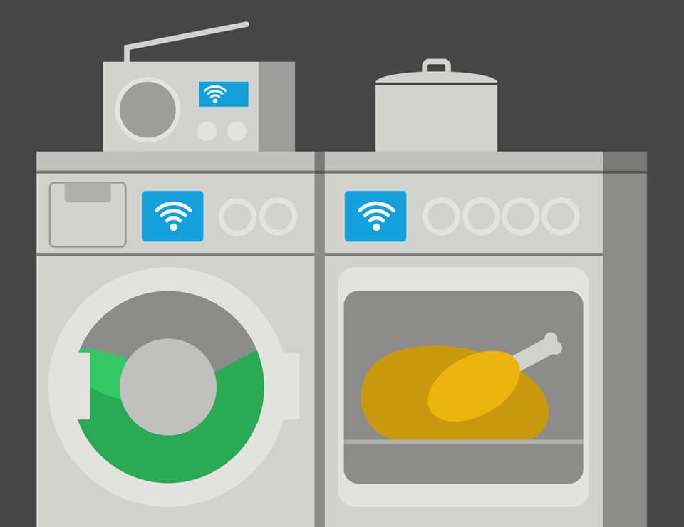 Illustration zu Digitalisierung. Digitale Haushaltsgeräte