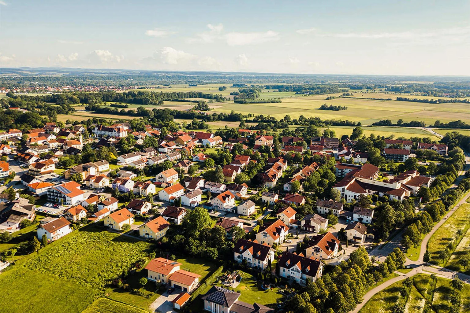 Digital Versorger, Ländliche Region aus Vogelperspektive