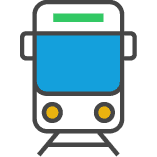 Das Icon zeigt Bahn. Die Ansicht ist frontal auf die Bahn gerichtet.