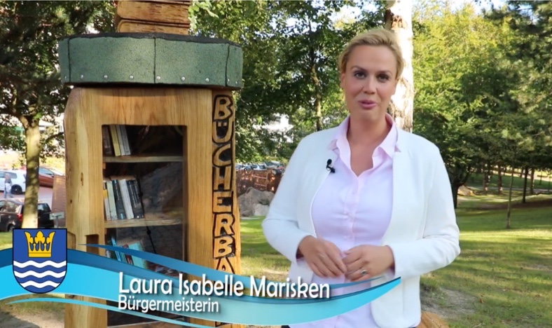 Die Bürgermeisterin von Heringsdorf, Laura Isabelle Marisken, spricht in einem Video