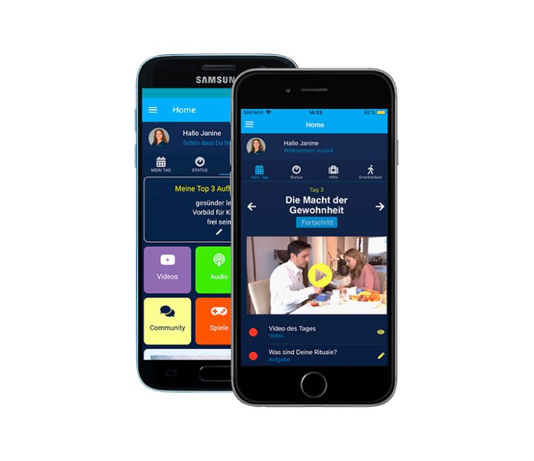 Zwei Smartphones zeigen die App