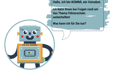 Illustration eines Roboters und einer Sprechblase